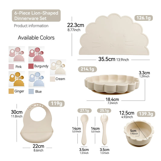 HS-019 Children's Silicone Tableware 6-piece Set