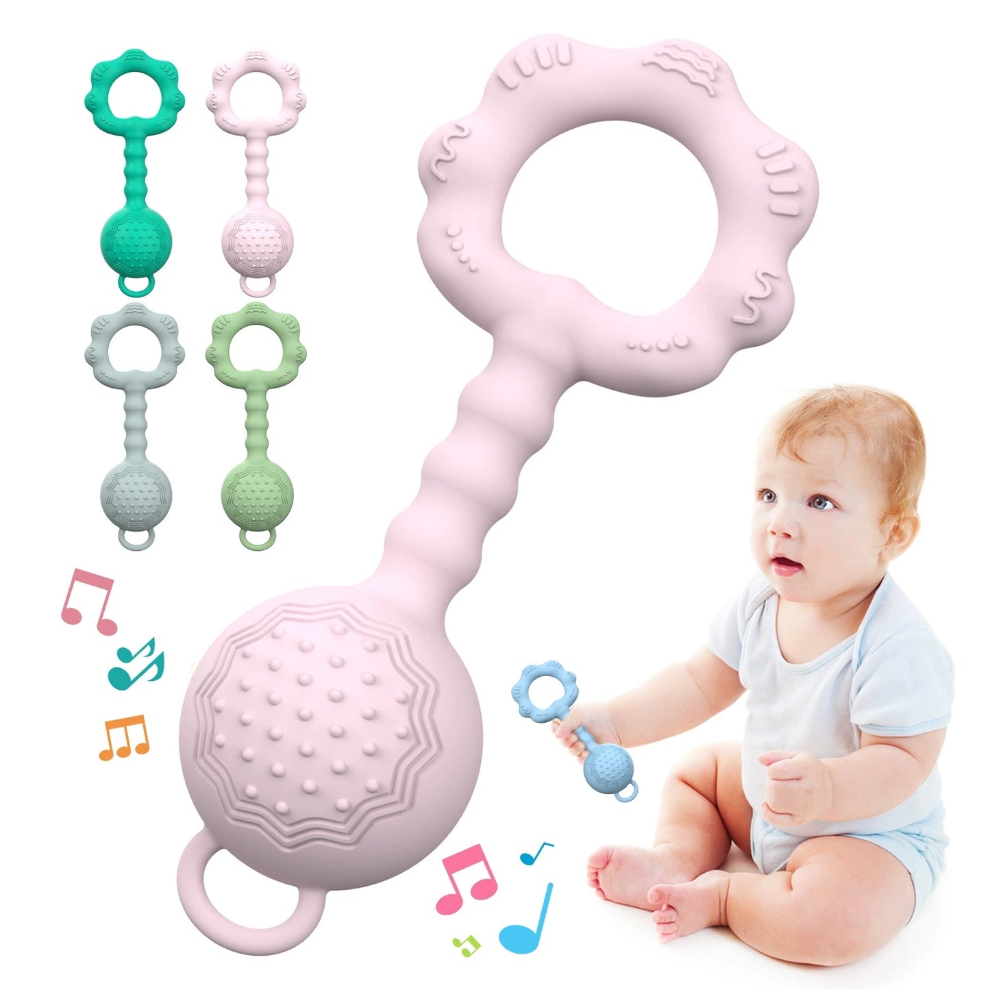 HS-001 Baby Soft and Flexible Teether Rattle