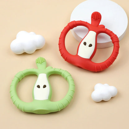 HS-002 Small Apple Vibration Silicone Baby Teether