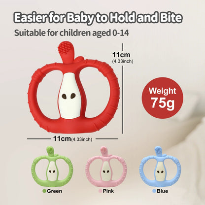 HS-002 Small Apple Vibration Silicone Baby Teether