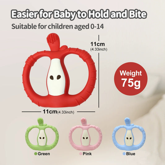 HS-002 Small Apple Vibration Silicone Baby Teether