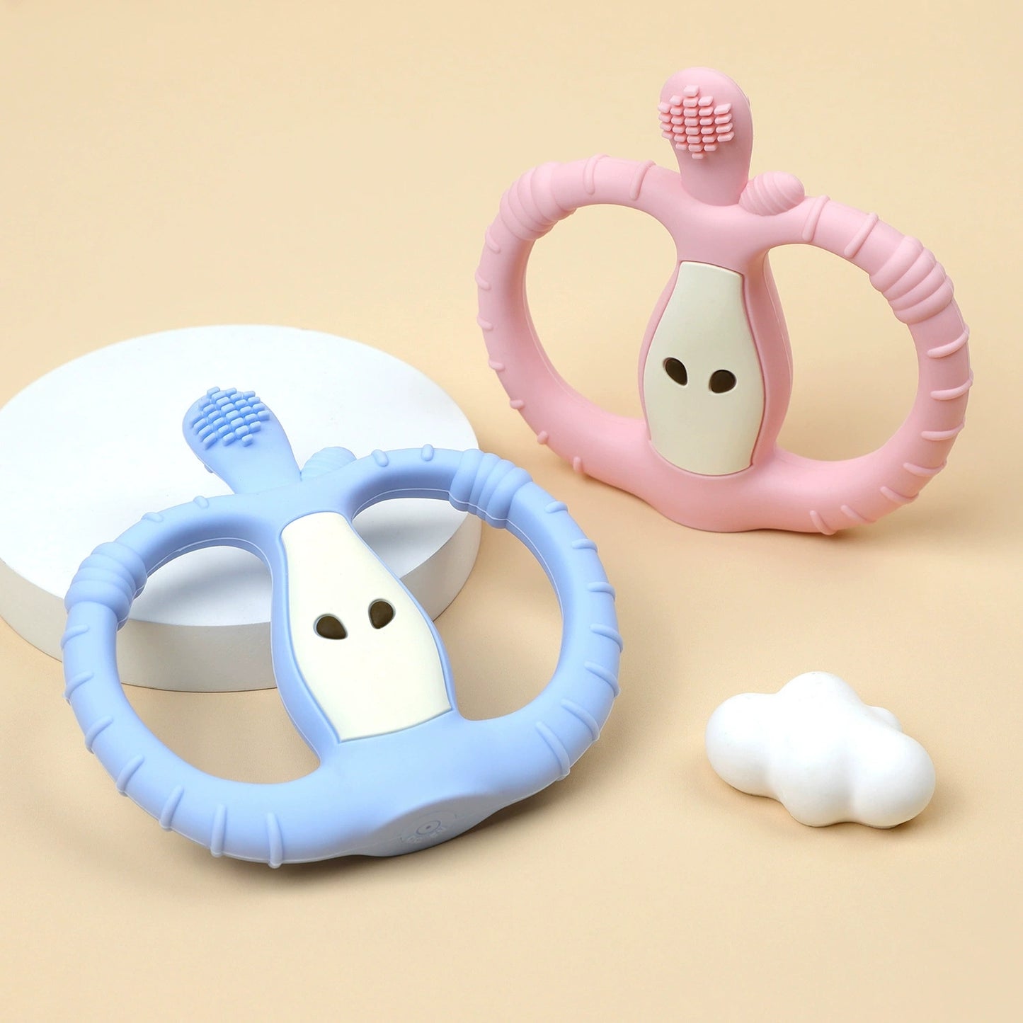 HS-002 Small Apple Vibration Silicone Baby Teether
