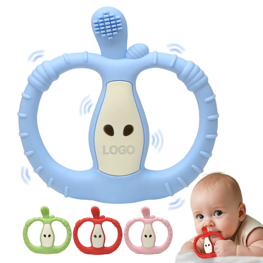 HS-002 Small Apple Vibration Silicone Baby Teether