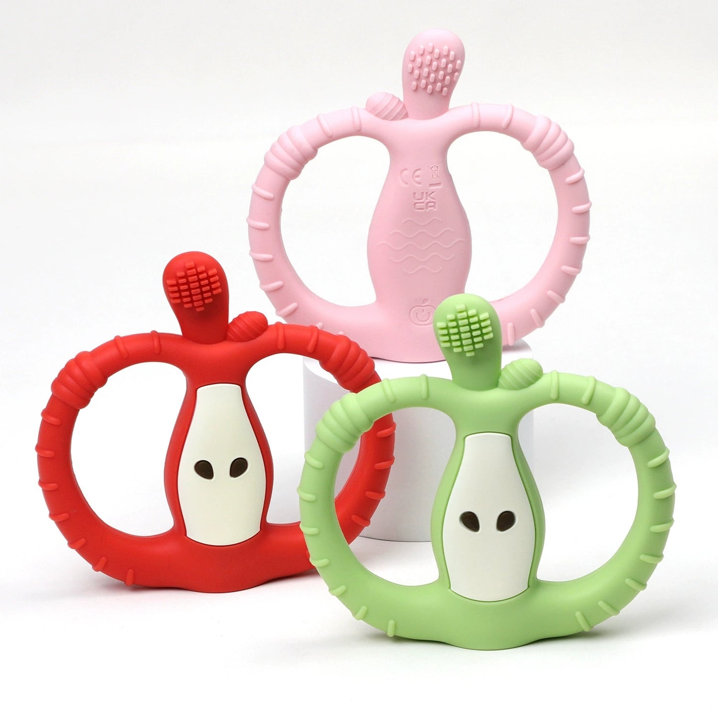 HS-002 Small Apple Vibration Silicone Baby Teether