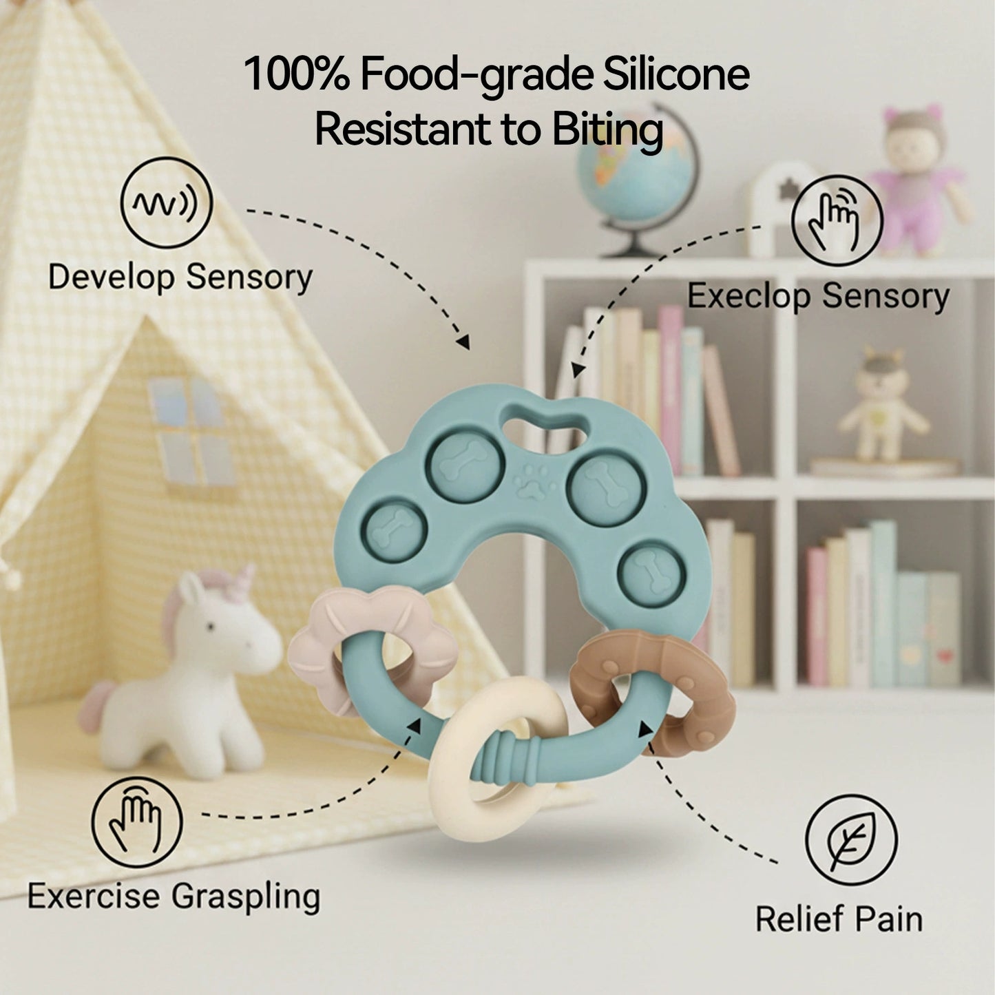 HS-004 Food-Grade Silicone Teething Toy