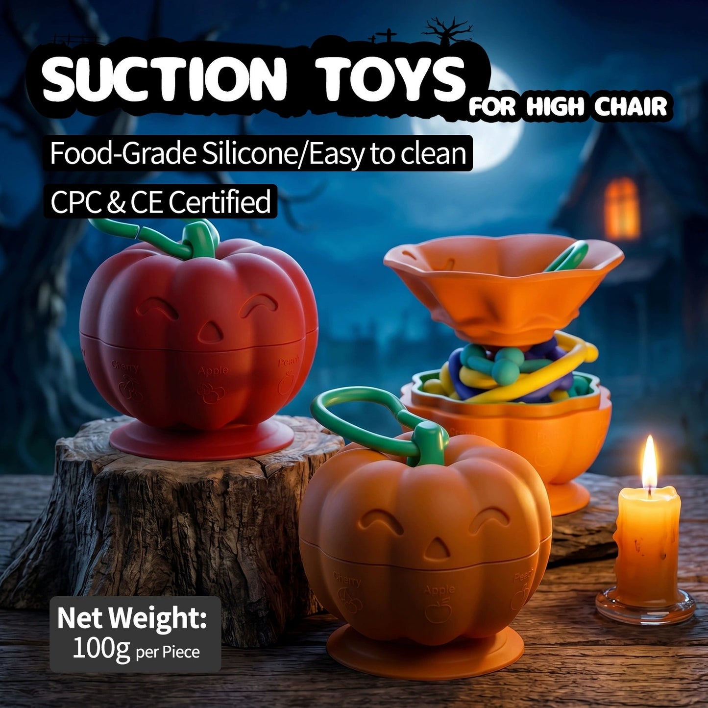 HS-007 Halloween Pumpkin Baby Silicone Toys