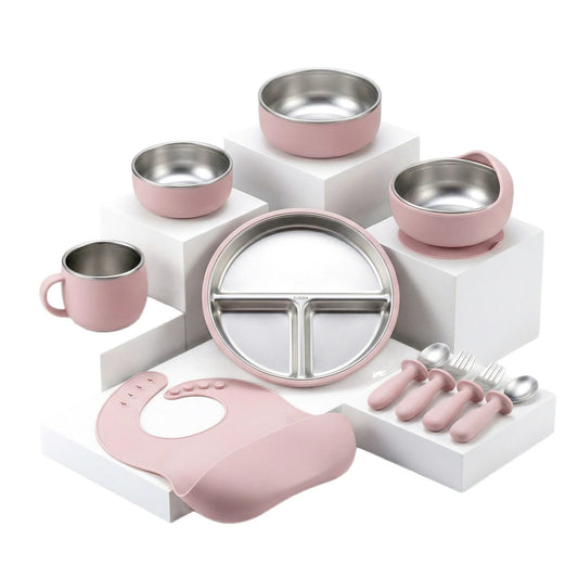 HS-014 304 Stainless Steel Baby Feeding Utensil Set of 10 Pieces