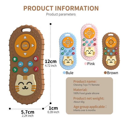 HS-008 Cat Design Remote Control Silicone Baby Grinding Rod