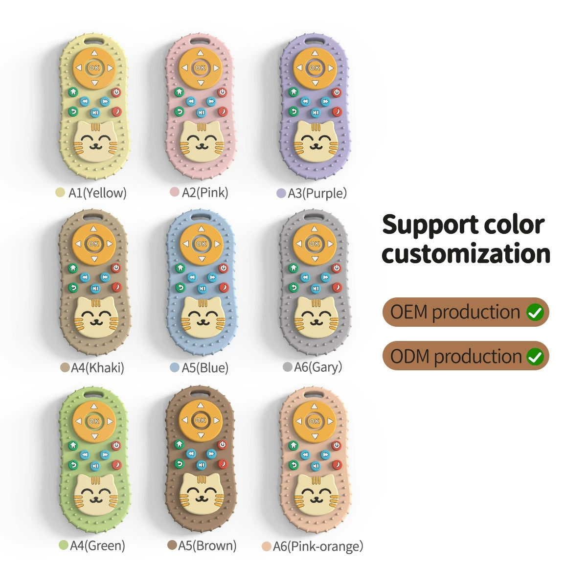 HS-008 Cat Design Remote Control Silicone Baby Grinding Rod