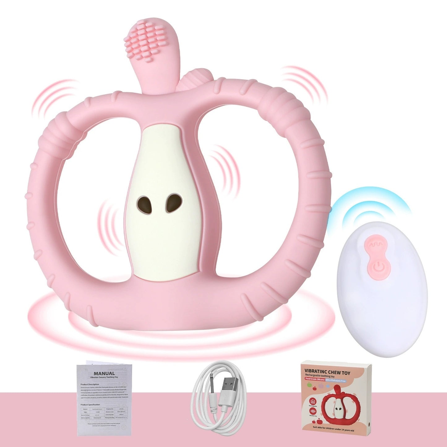 HS-002 Small Apple Vibration Silicone Baby Teether