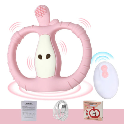 HS-002 Small Apple Vibration Silicone Baby Teether