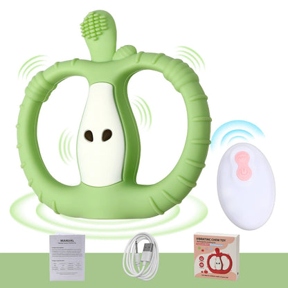 HS-002 Small Apple Vibration Silicone Baby Teether