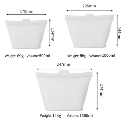 HS-1005 3-piece Set of Food-Grade Silicone Fresh-Keeping Bags