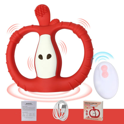 HS-002 Small Apple Vibration Silicone Baby Teether