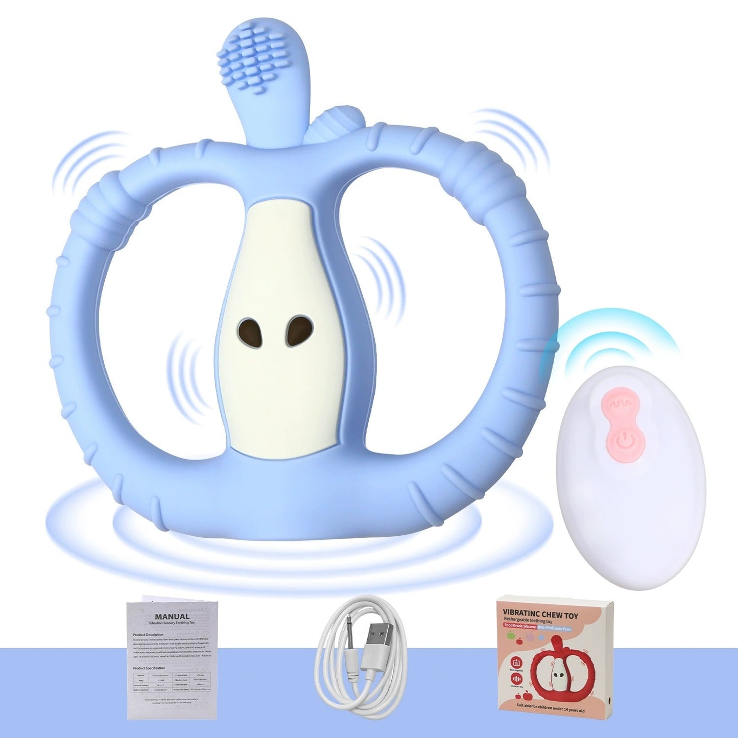 HS-002 Small Apple Vibration Silicone Baby Teether