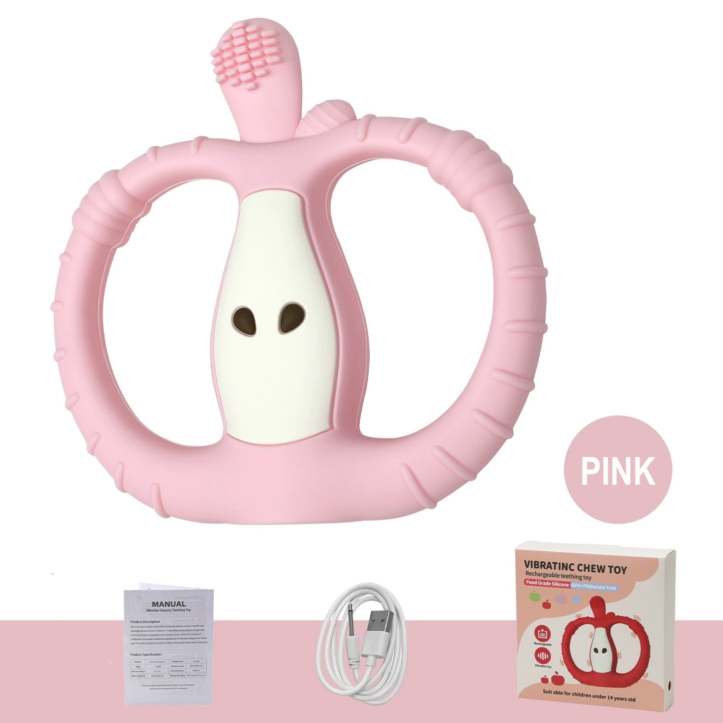 HS-002 Small Apple Vibration Silicone Baby Teether