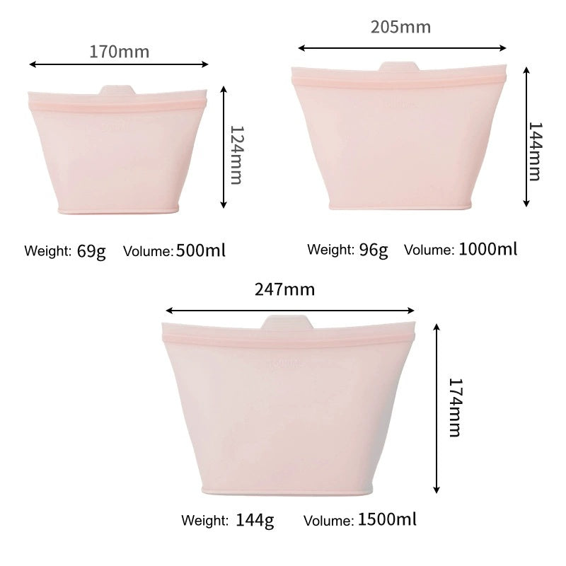 HS-1005 3-piece Set of Food-Grade Silicone Fresh-Keeping Bags